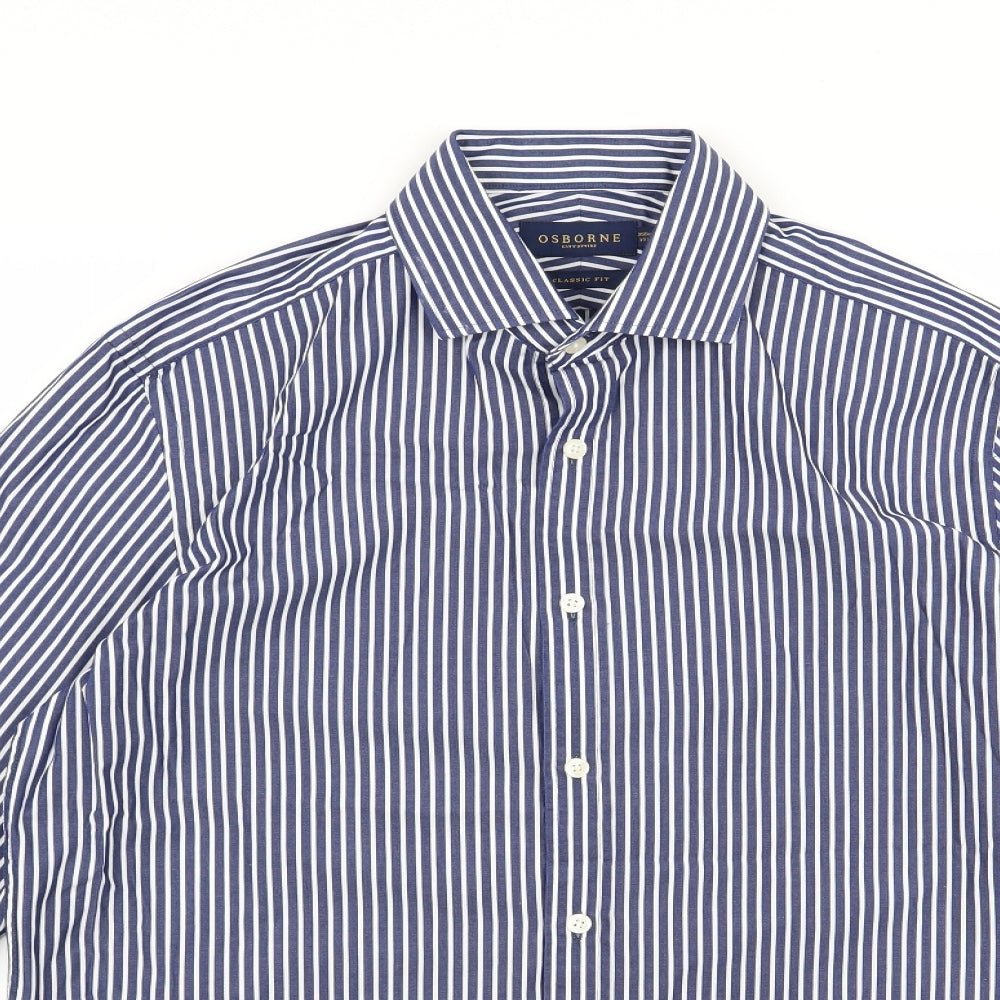 osbourne Mens Black Striped   Dress Shirt Size L
