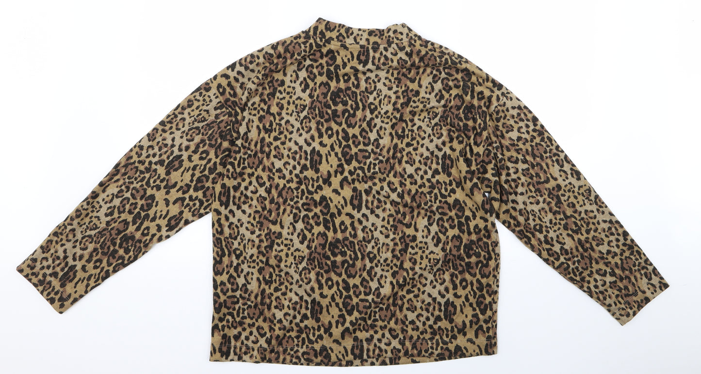 m&S Womens Beige Animal Print  Pullover Jumper Size 12