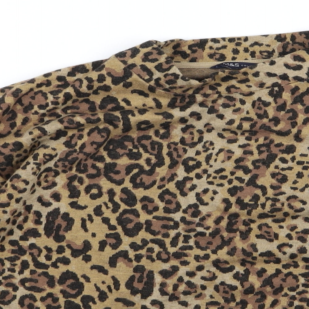 m&S Womens Beige Animal Print  Pullover Jumper Size 12