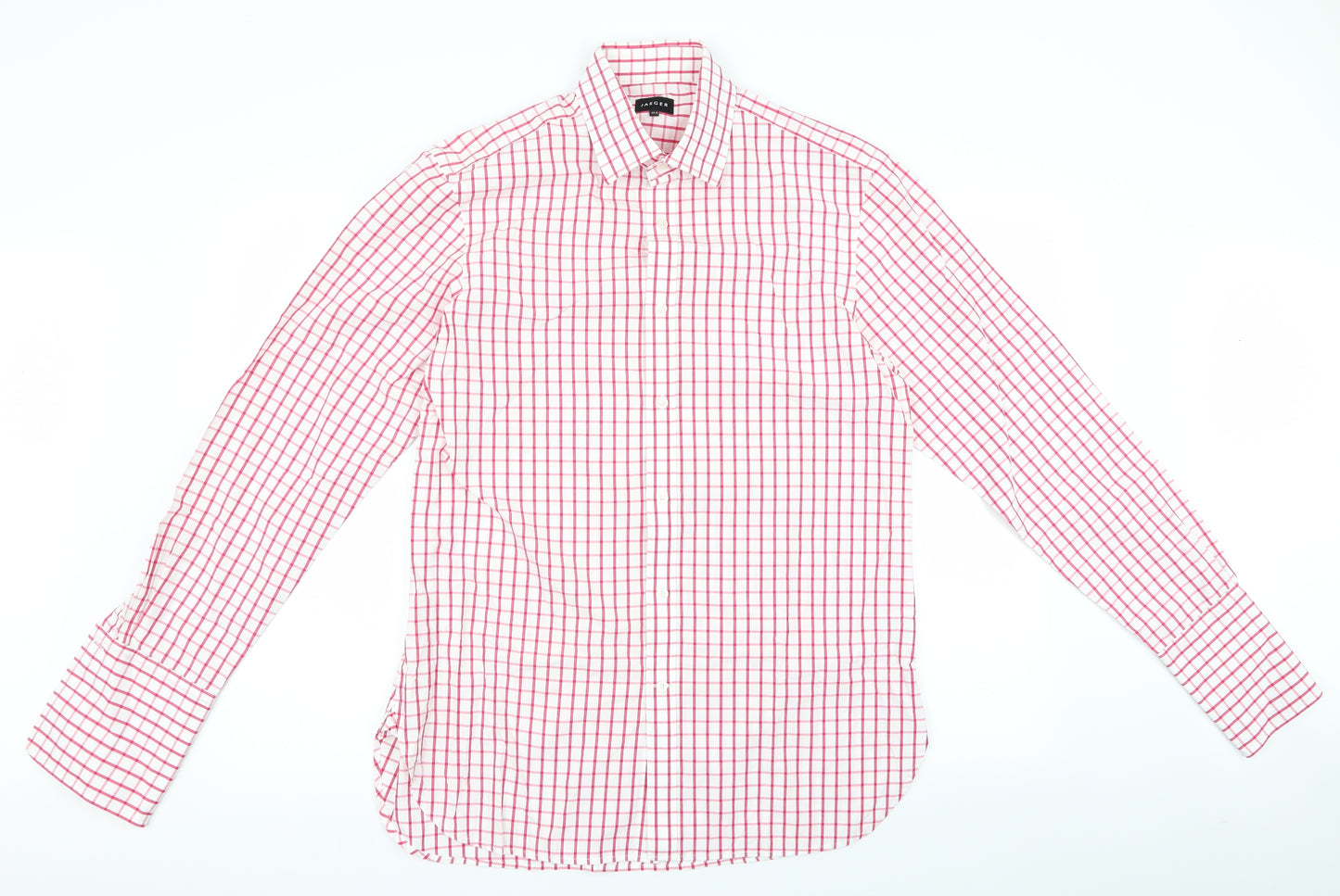Jaeger Womens Pink Check  Basic Button-Up Size L