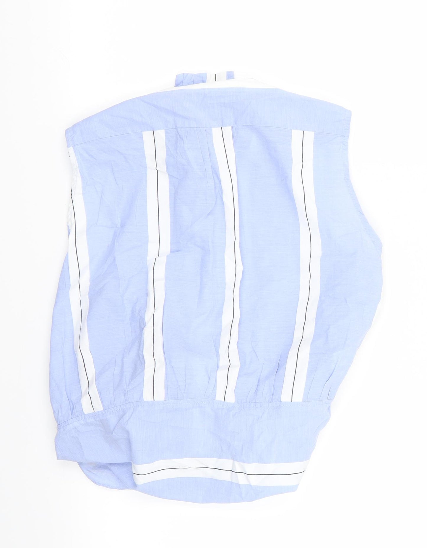 ming Womens Blue Striped  Basic Blouse Size L