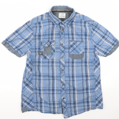 George Mens Blue Floral   Button-Up Size L