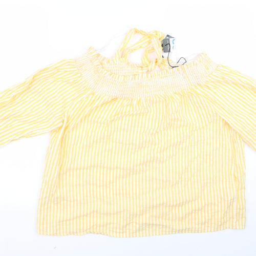 Primark Womens Yellow Striped  Basic Blouse Size 12
