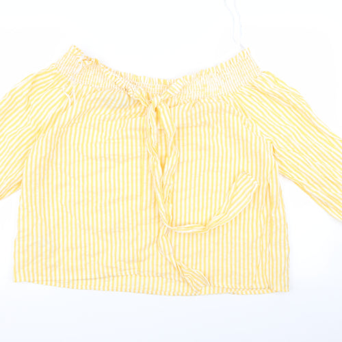 Primark Womens Yellow Striped  Basic Blouse Size 12