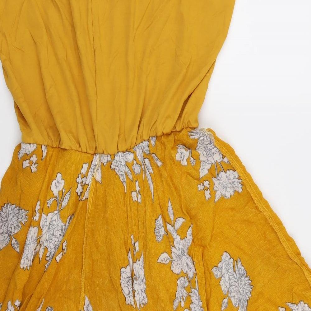Select Womens Orange Floral  Fit & Flare  Size 10
