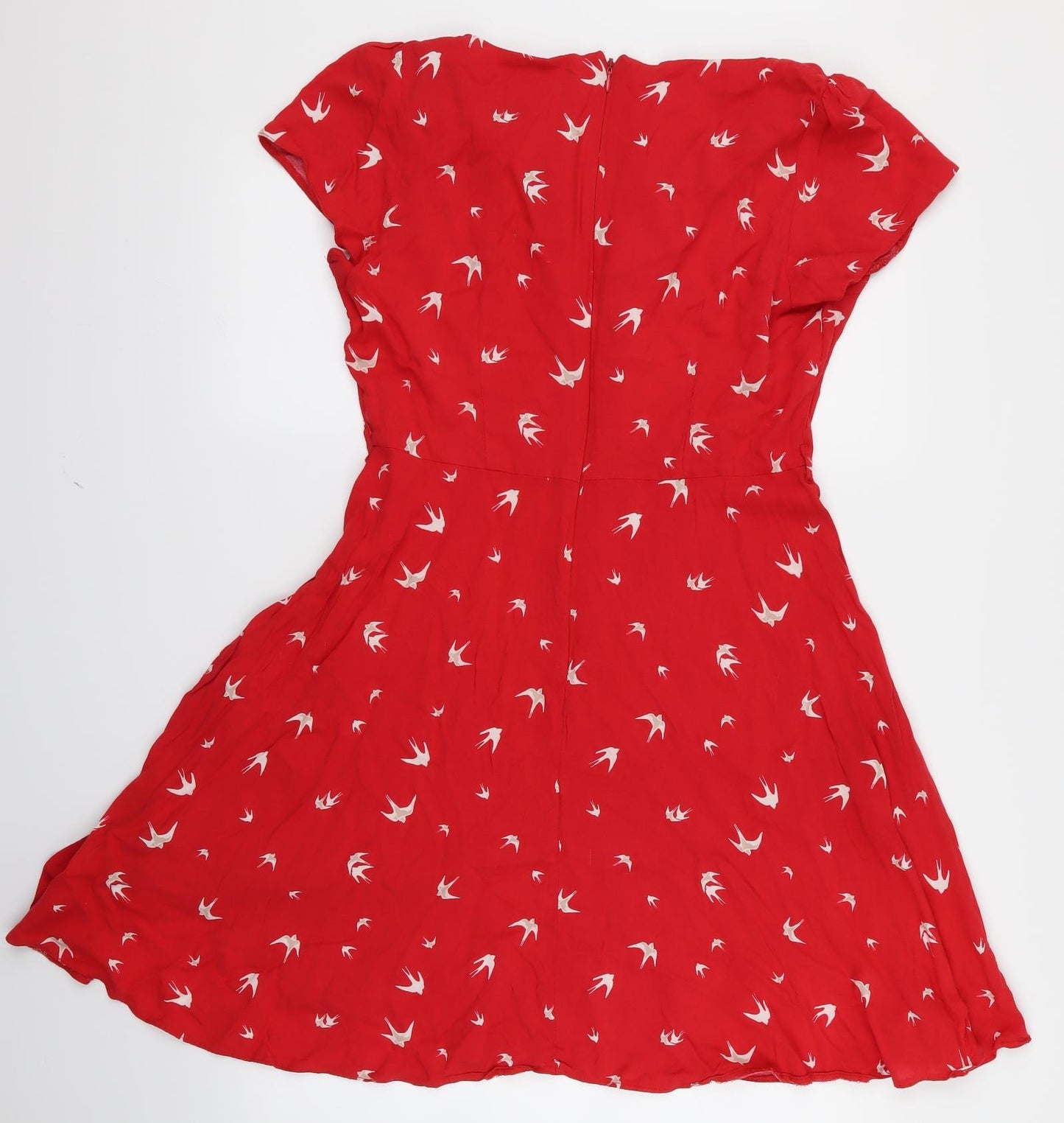 Preworn Womens Red Animal Print  A-Line  Size 16