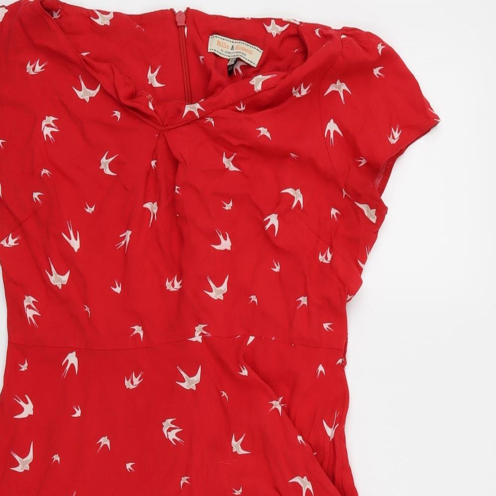 Preworn Womens Red Animal Print  A-Line  Size 16