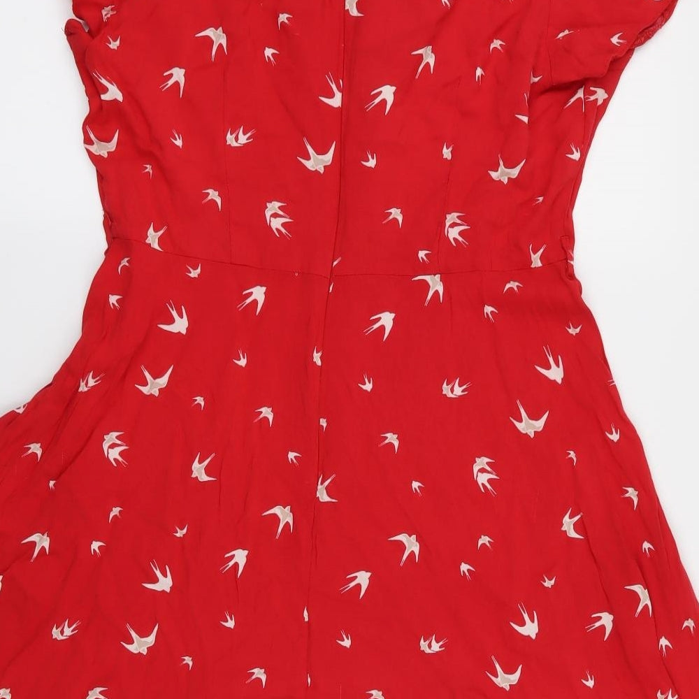 Preworn Womens Red Animal Print  A-Line  Size 16