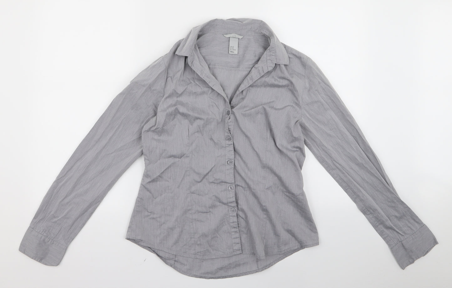 H&M Womens Grey   Basic Button-Up Size 10