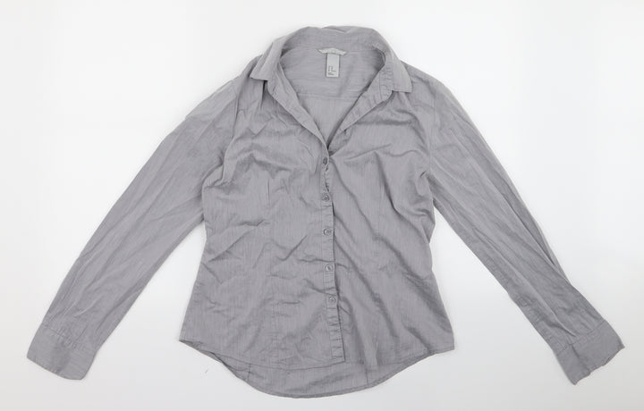 H&M Womens Grey   Basic Button-Up Size 10