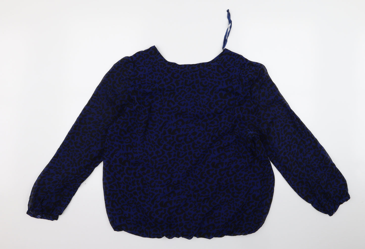 Papaya Womens Blue Animal Print  Basic Blouse Size 20