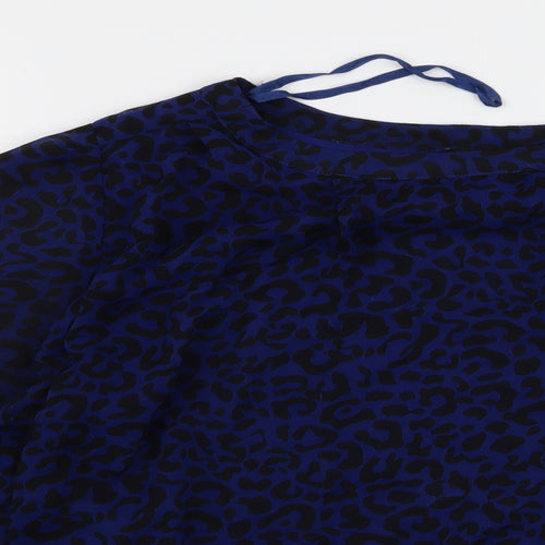 Papaya Womens Blue Animal Print  Basic Blouse Size 20