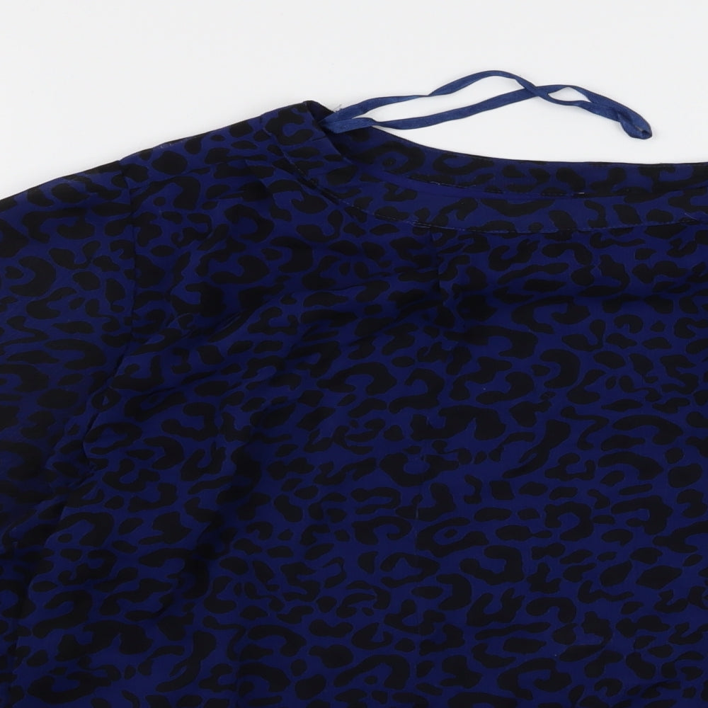 Papaya Womens Blue Animal Print  Basic Blouse Size 20