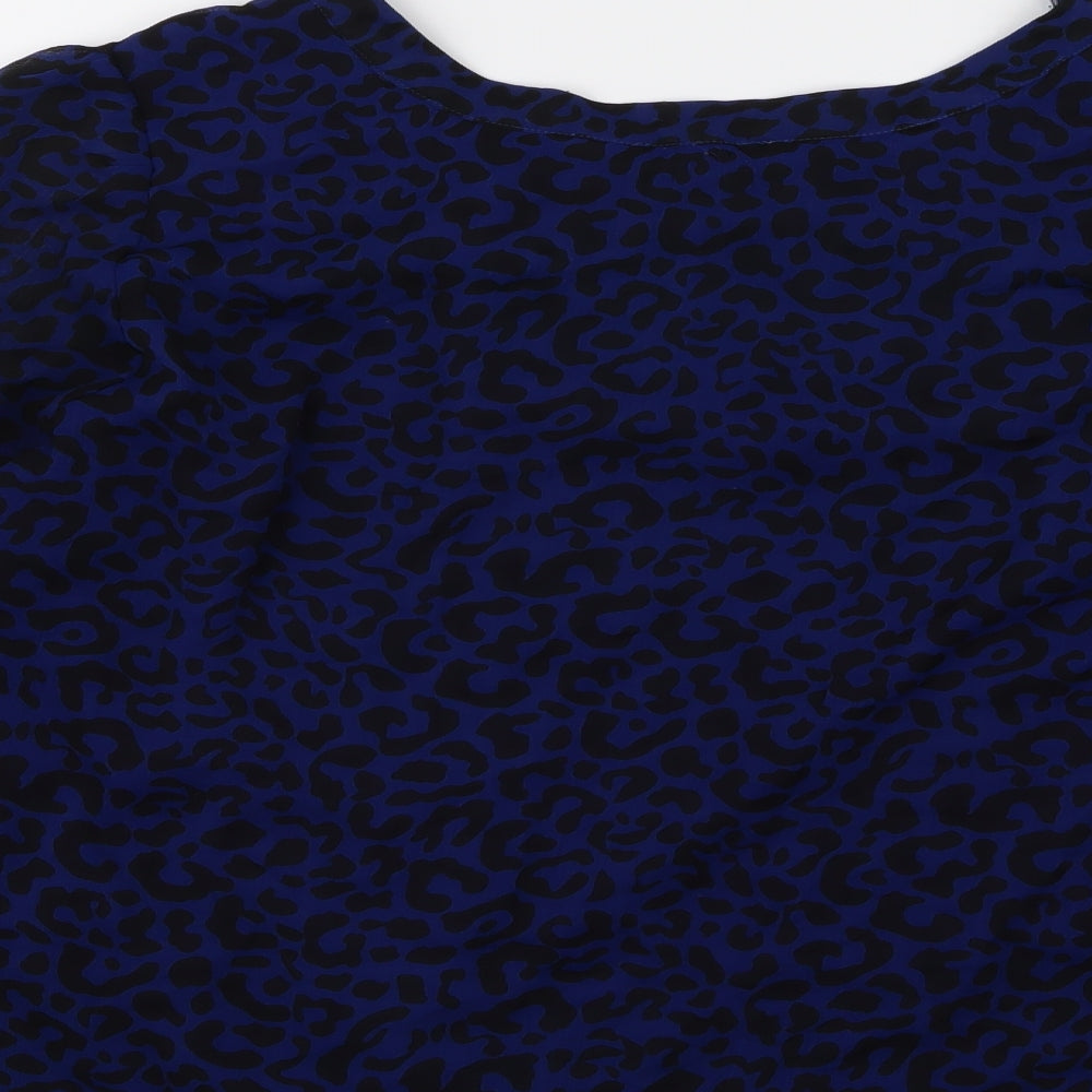 Papaya Womens Blue Animal Print  Basic Blouse Size 20
