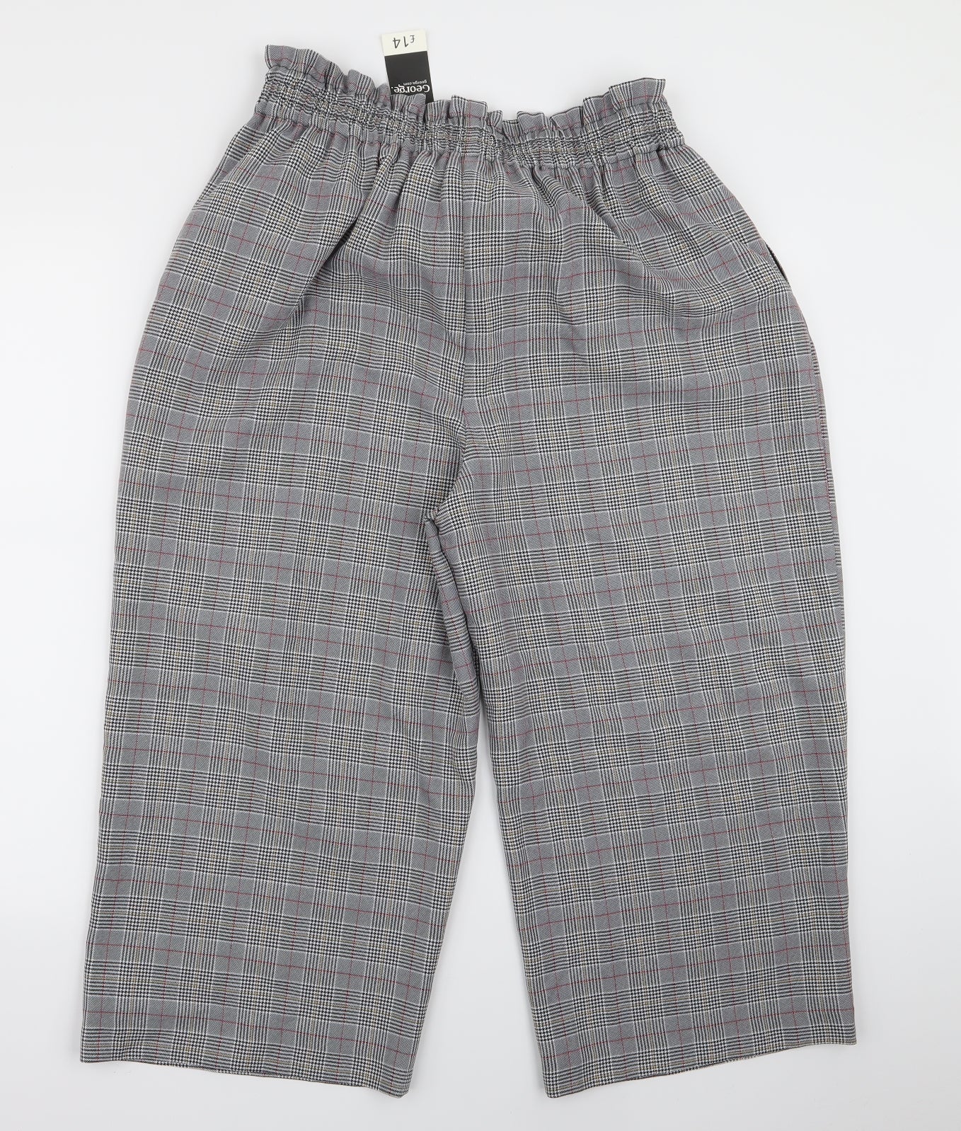 George Womens Grey Striped Rayon Trousers  Size 14 L20 in