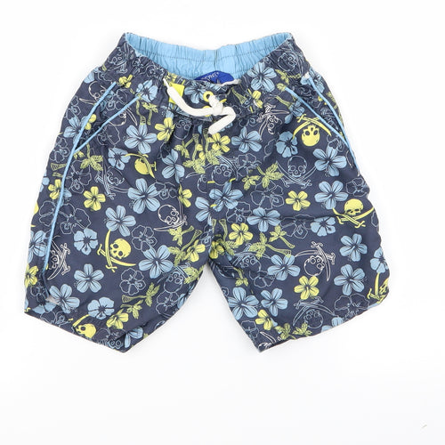 Preworn Boys Blue Floral  Bermuda Shorts Size 4 Years