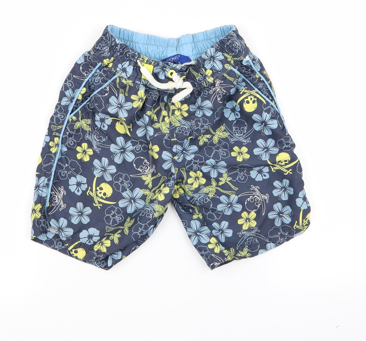 Preworn Boys Blue Floral  Bermuda Shorts Size 4 Years
