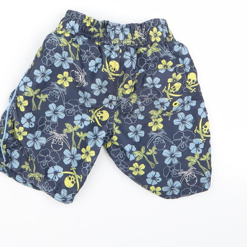 Preworn Boys Blue Floral  Bermuda Shorts Size 4 Years