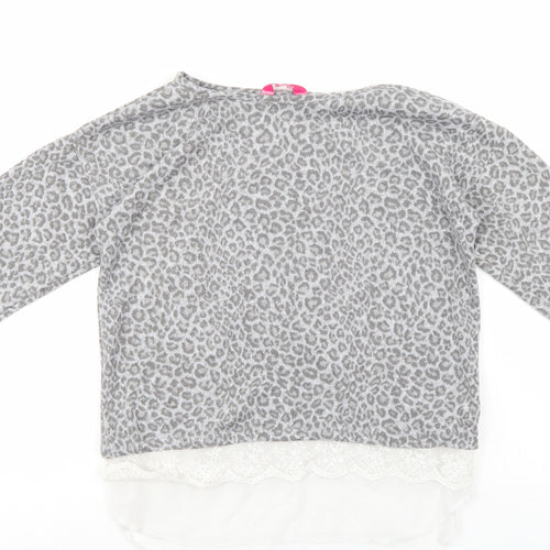 YD Girls Grey Animal Print  Pullover Jumper Size 12-13 Years
