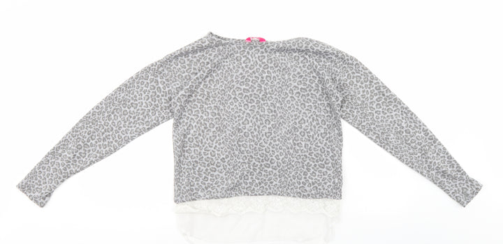 YD Girls Grey Animal Print  Pullover Jumper Size 12-13 Years
