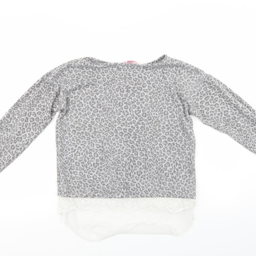 YD Girls Grey Animal Print  Pullover Jumper Size 12-13 Years