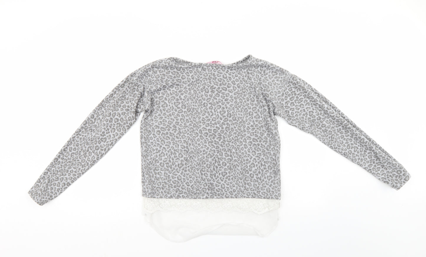 YD Girls Grey Animal Print  Pullover Jumper Size 12-13 Years