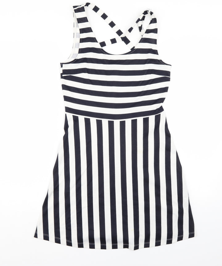 H&M Womens Blue Striped  Mini  Size S