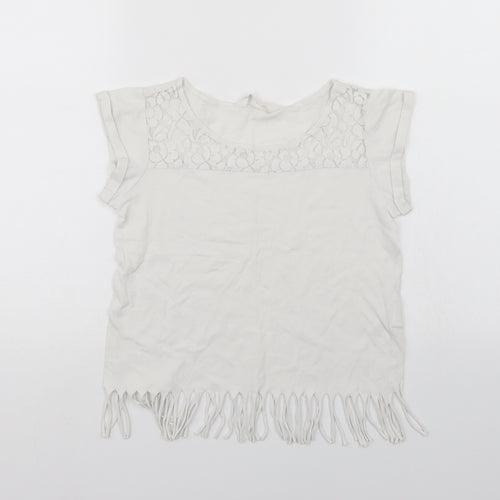H&M Girls White   Basic T-Shirt Size 11-12 Years  - Lace trim