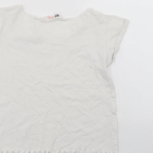 H&M Girls White   Basic T-Shirt Size 11-12 Years  - Lace trim