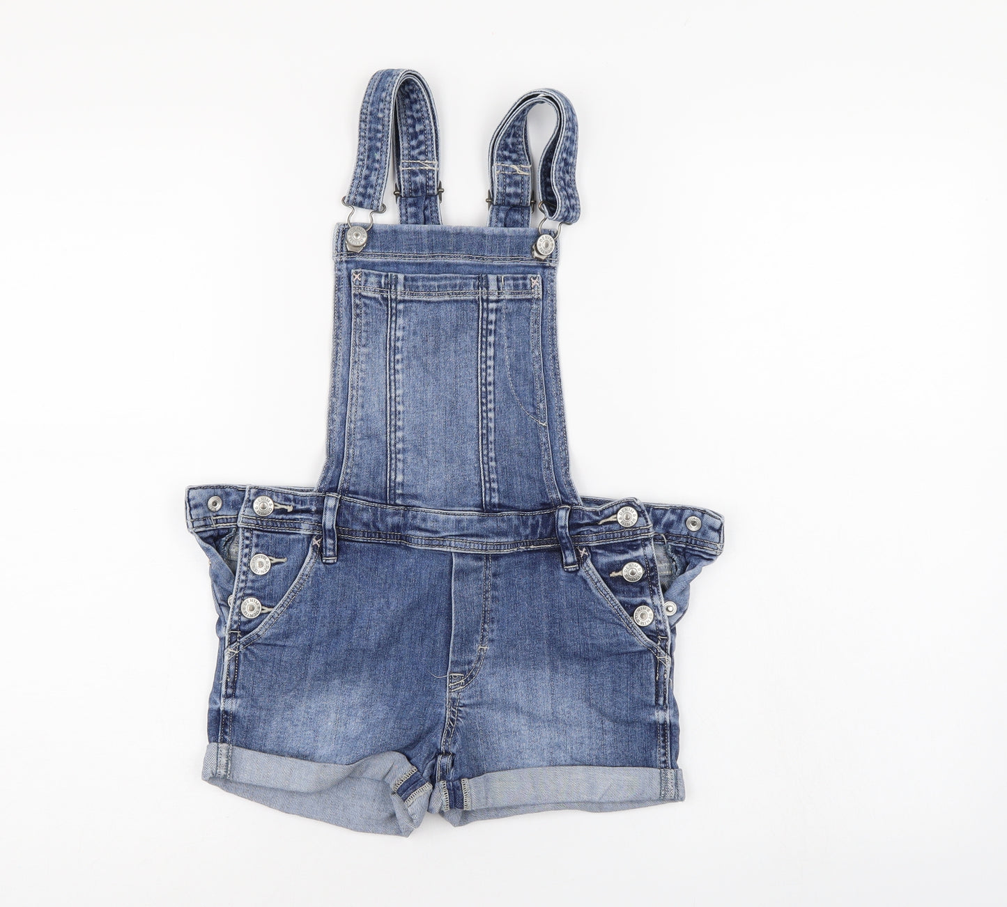 & denim Girls Blue  Denim Dungaree Shorts Shorts Size 12-13 Years