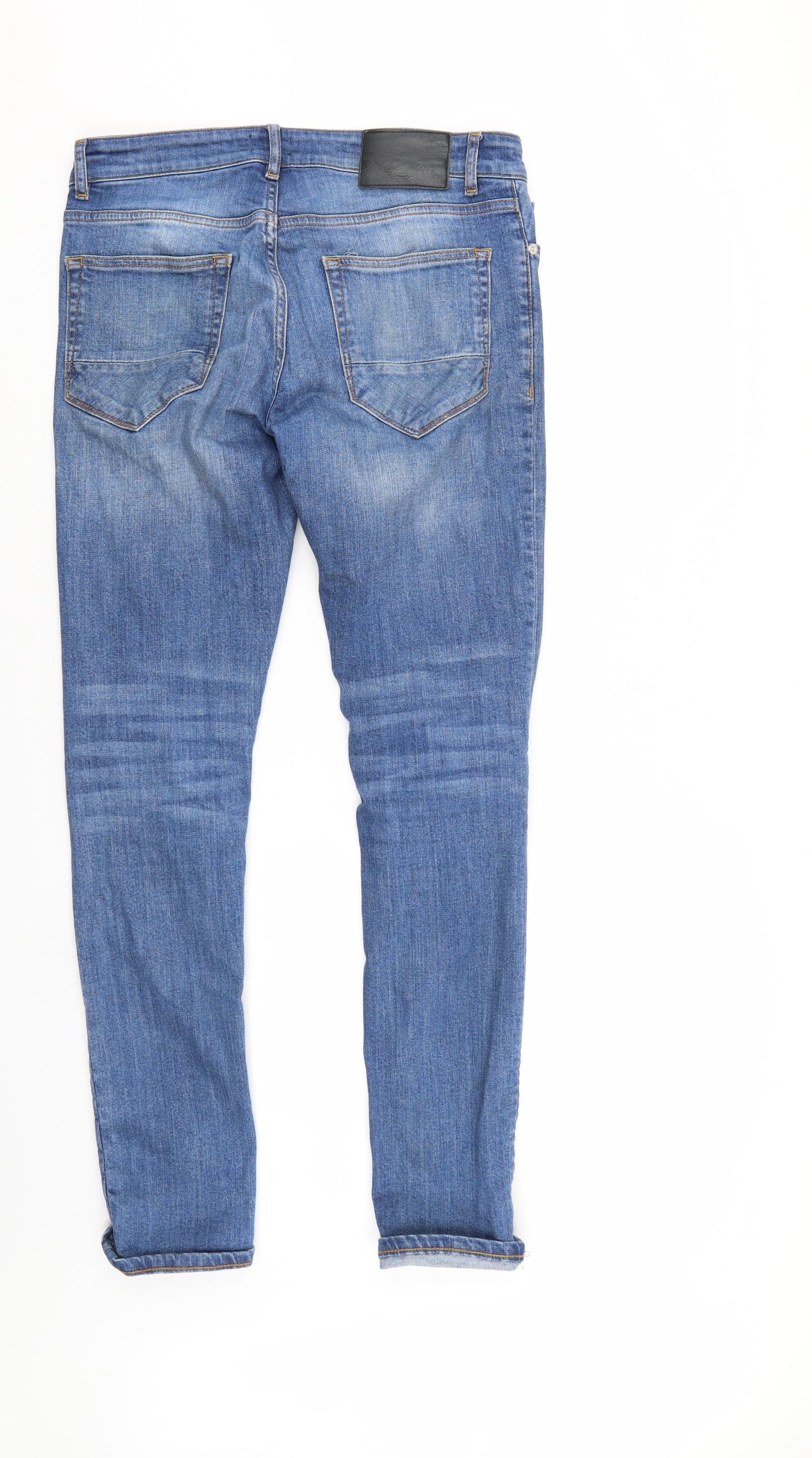 River Island Mens Blue  Denim Straight Jeans Size 28 L34 in