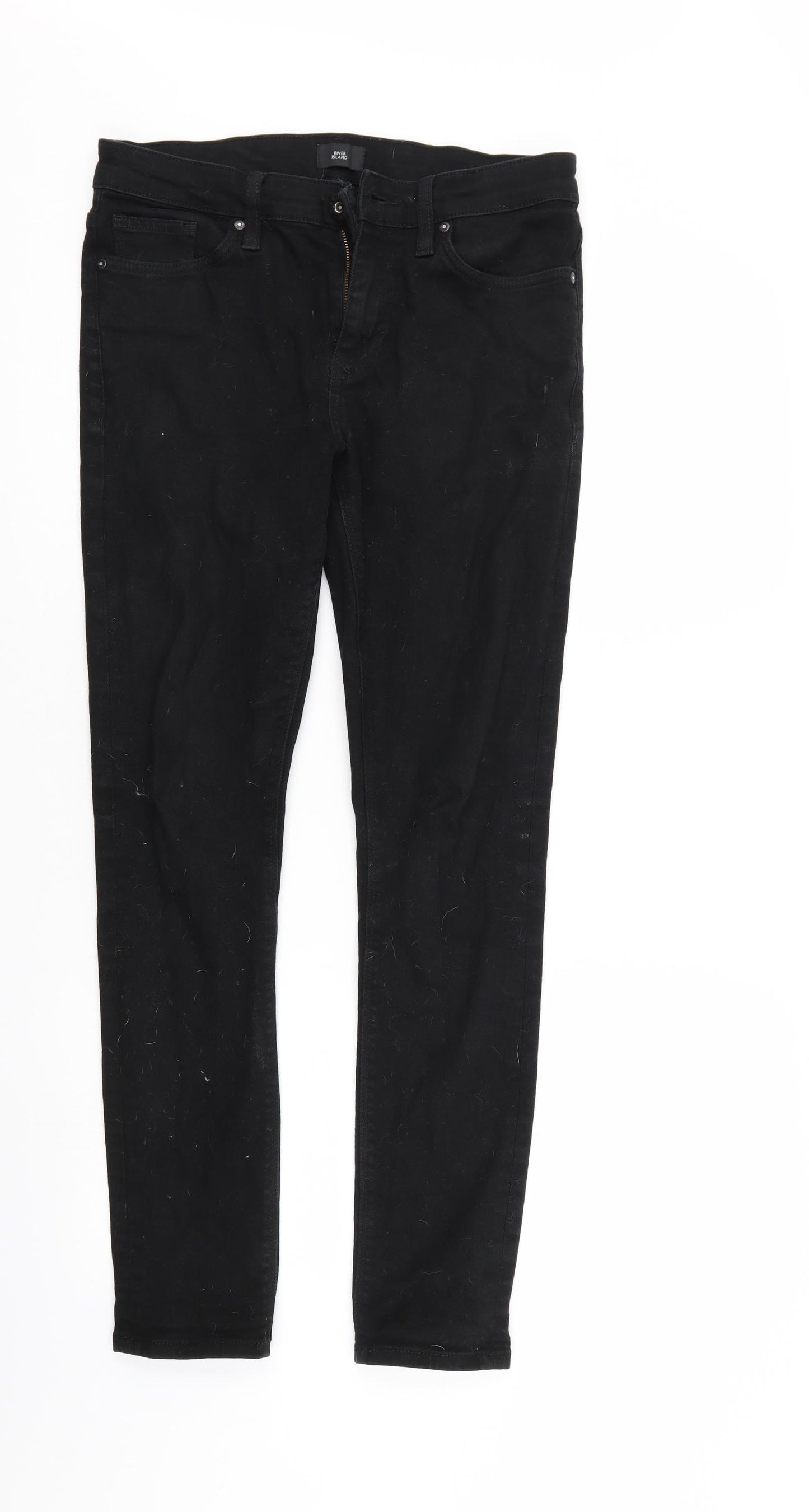 River Island Mens Black  Denim Straight Jeans Size 30 L32 in
