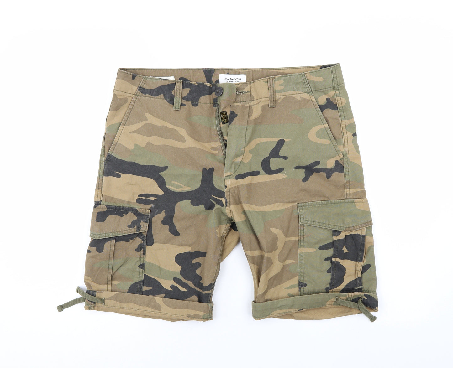 JACK & JONES Mens Green Camouflage  Cargo Shorts Size 36
