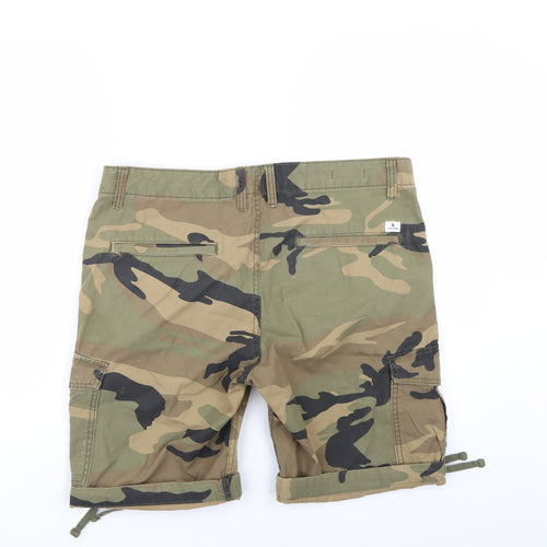 JACK & JONES Mens Green Camouflage  Cargo Shorts Size 36