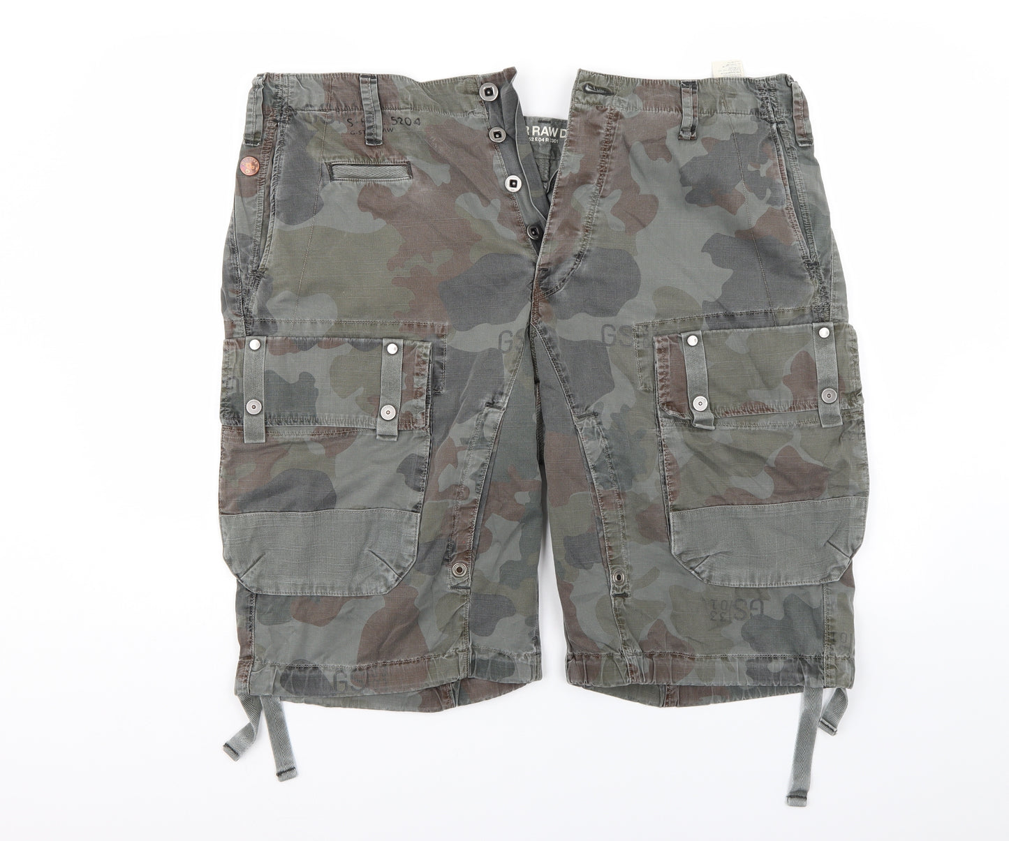 G Star Mens Green Camouflage  Cargo Shorts Size 42