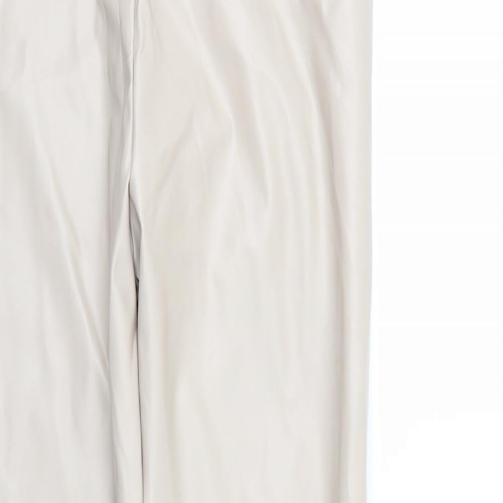 I SAW IT FIRST Womens Beige   Trousers  Size 16 L29 in - Elastic Waist/ leather look