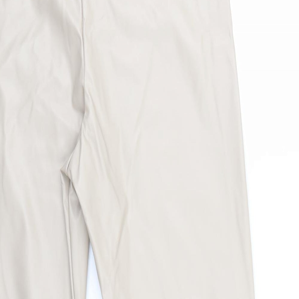 I SAW IT FIRST Womens Beige   Trousers  Size 16 L29 in - Elastic Waist/ leather look