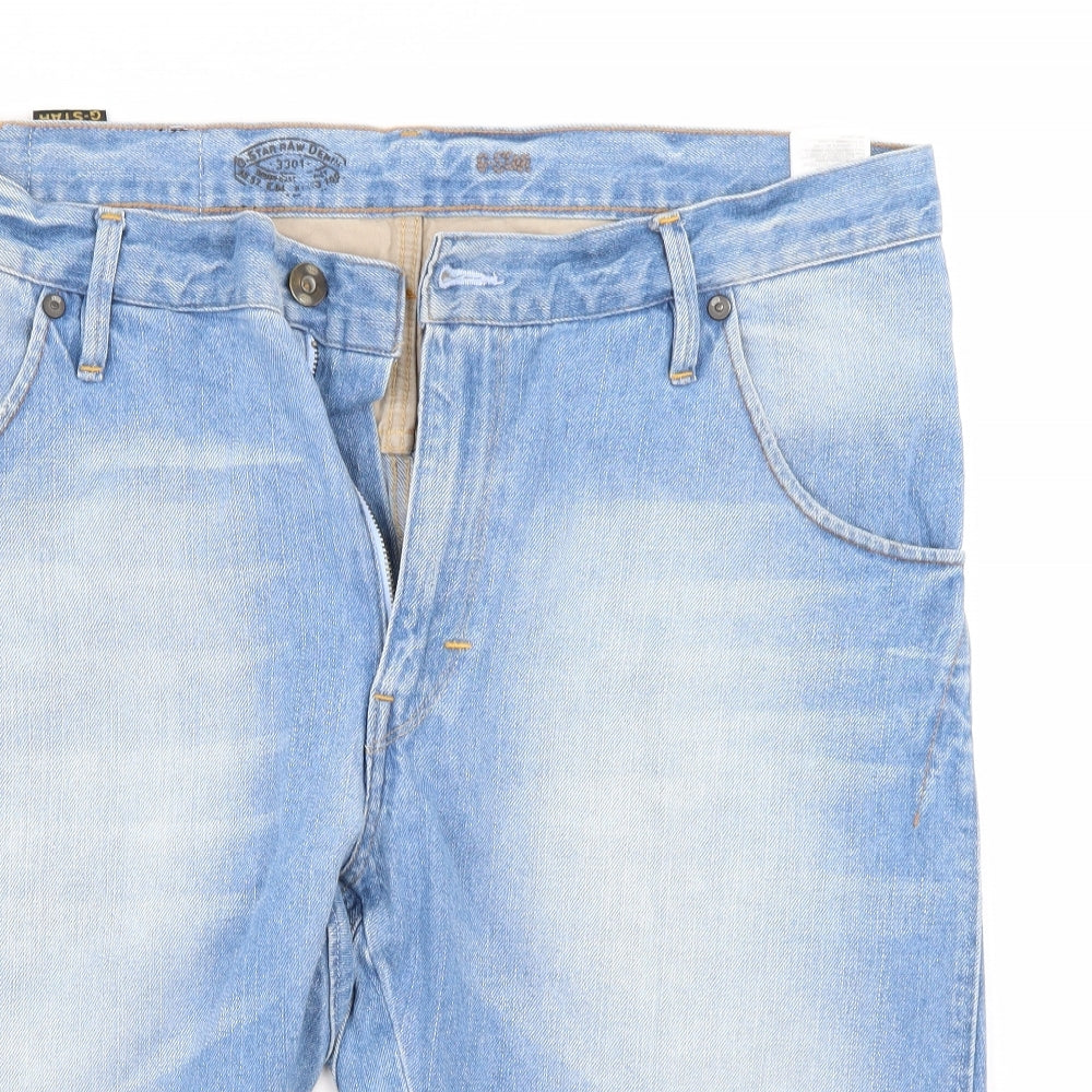 G Star Mens Blue  Denim Bermuda Shorts Size 38
