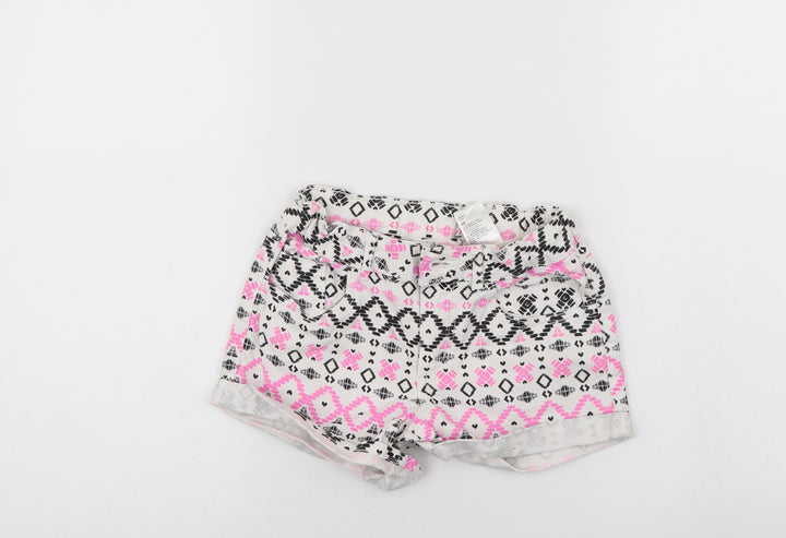 H&M Girls Multicoloured Geometric Denim Mom Shorts Size 11-12 Years