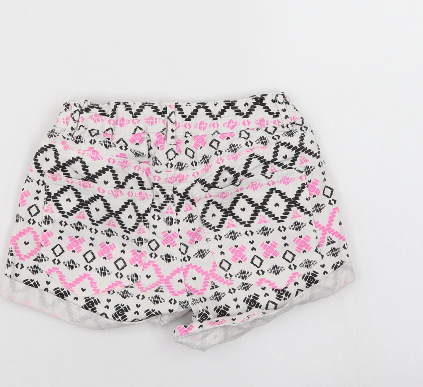 H&M Girls Multicoloured Geometric Denim Mom Shorts Size 11-12 Years
