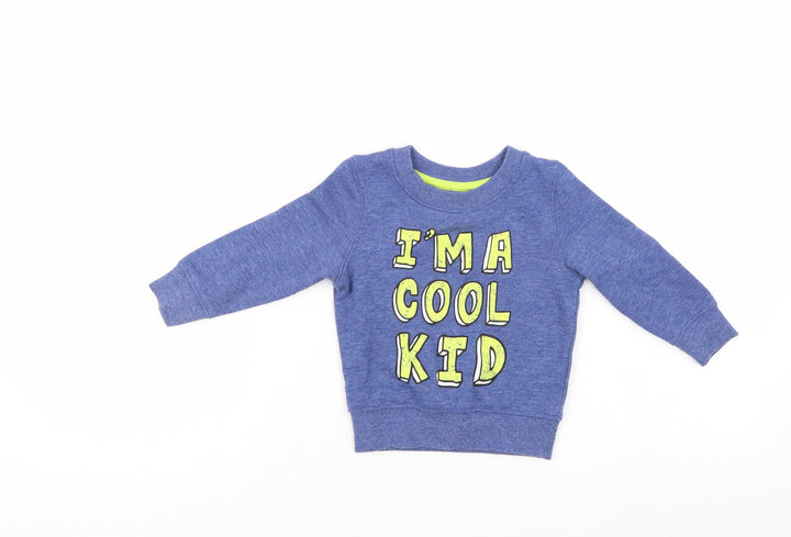 Mini Rebel Boys Blue   Pullover Jumper Size 12-18 Months
