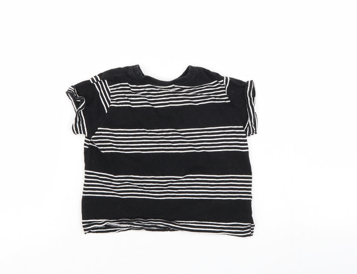 Rebel Boys Black Striped  Basic T-Shirt Size 18-24 Months