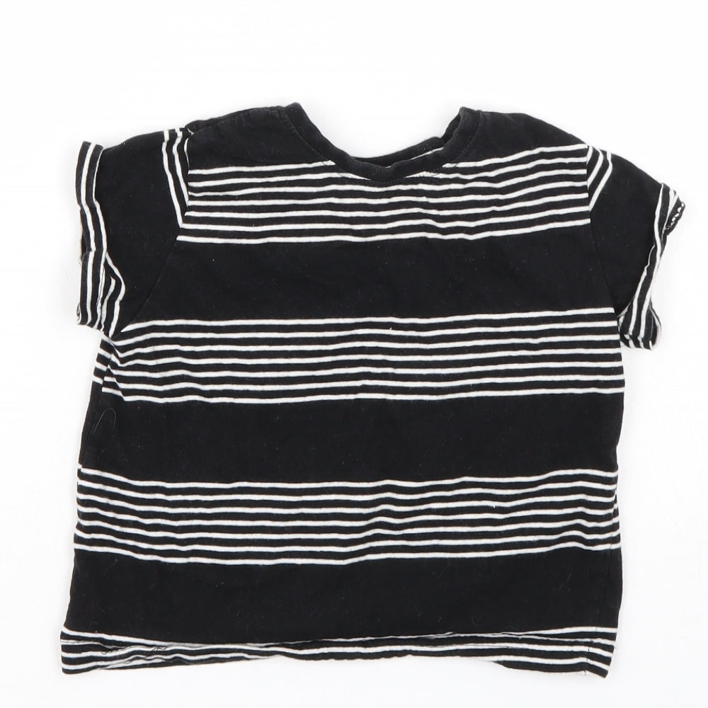 Rebel Boys Black Striped  Basic T-Shirt Size 18-24 Months