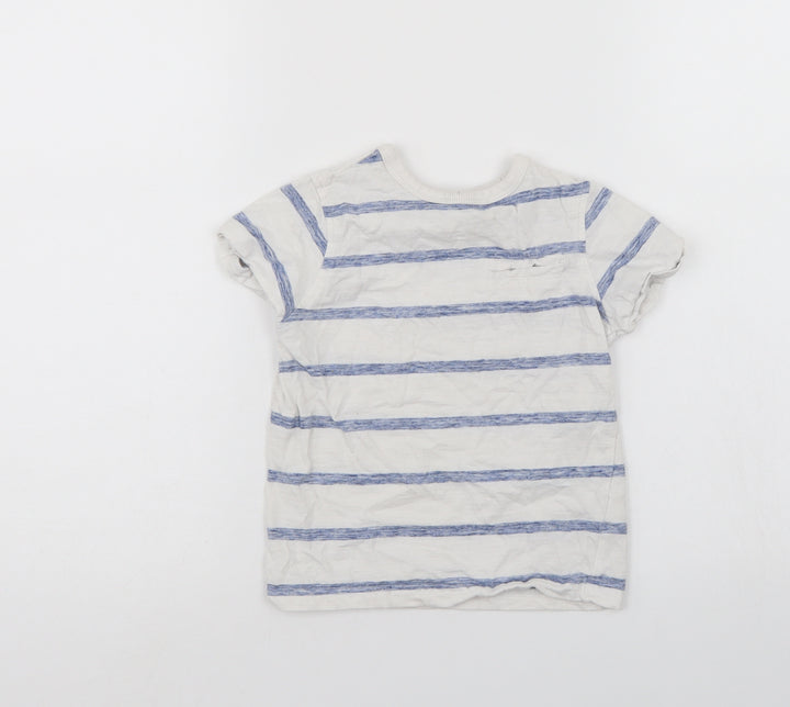 George Boys White Striped Basic T-Shirt Size 3-4 Years