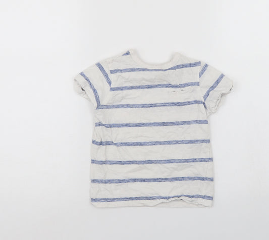 Front view of George boys’ white striped basic t-shirt, size 3-4, years
