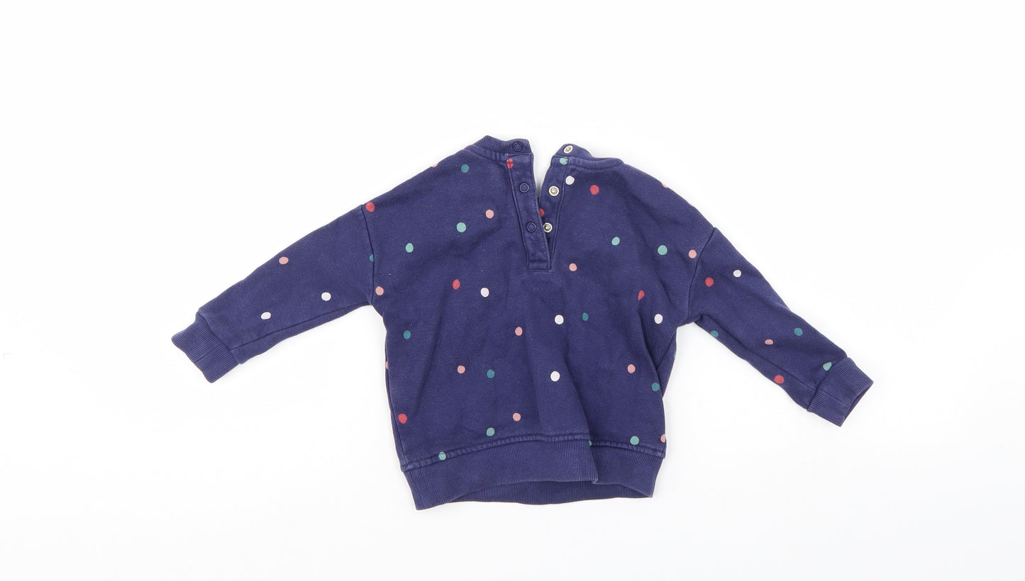 M&S Girls Blue Polka Dot  Pullover Jumper Size 18-24 Months