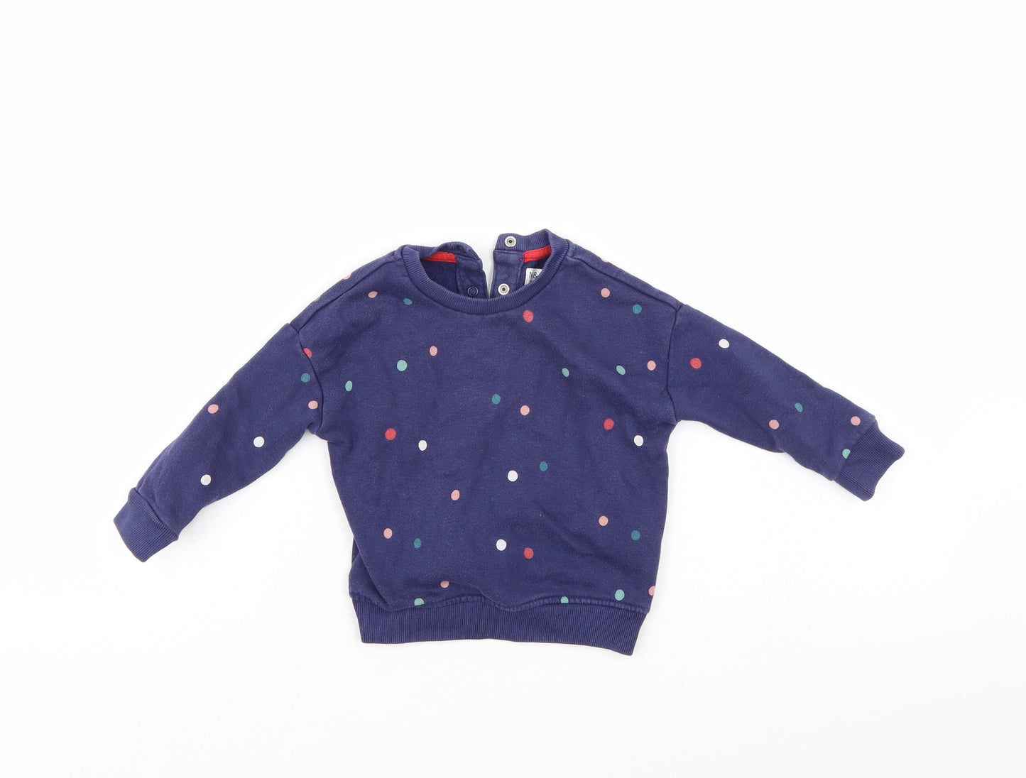 M&S Girls Blue Polka Dot  Pullover Jumper Size 18-24 Months
