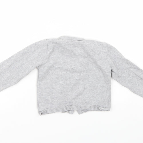 Nutmeg Girls Grey Floral  Cardigan Jumper Size 12-18 Months