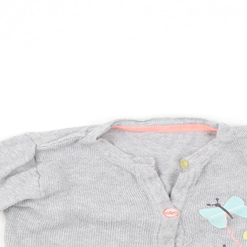 Nutmeg Girls Grey Floral  Cardigan Jumper Size 12-18 Months