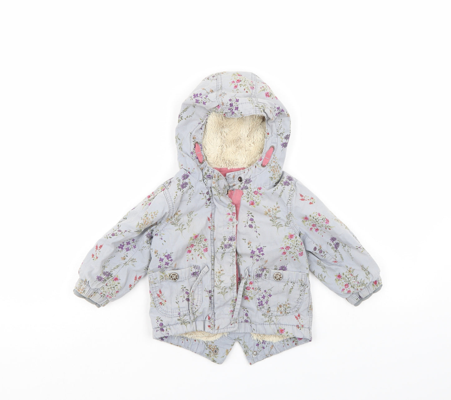 NEXT Girls Multicoloured Floral  Anorak Coat Size 6-9 Months